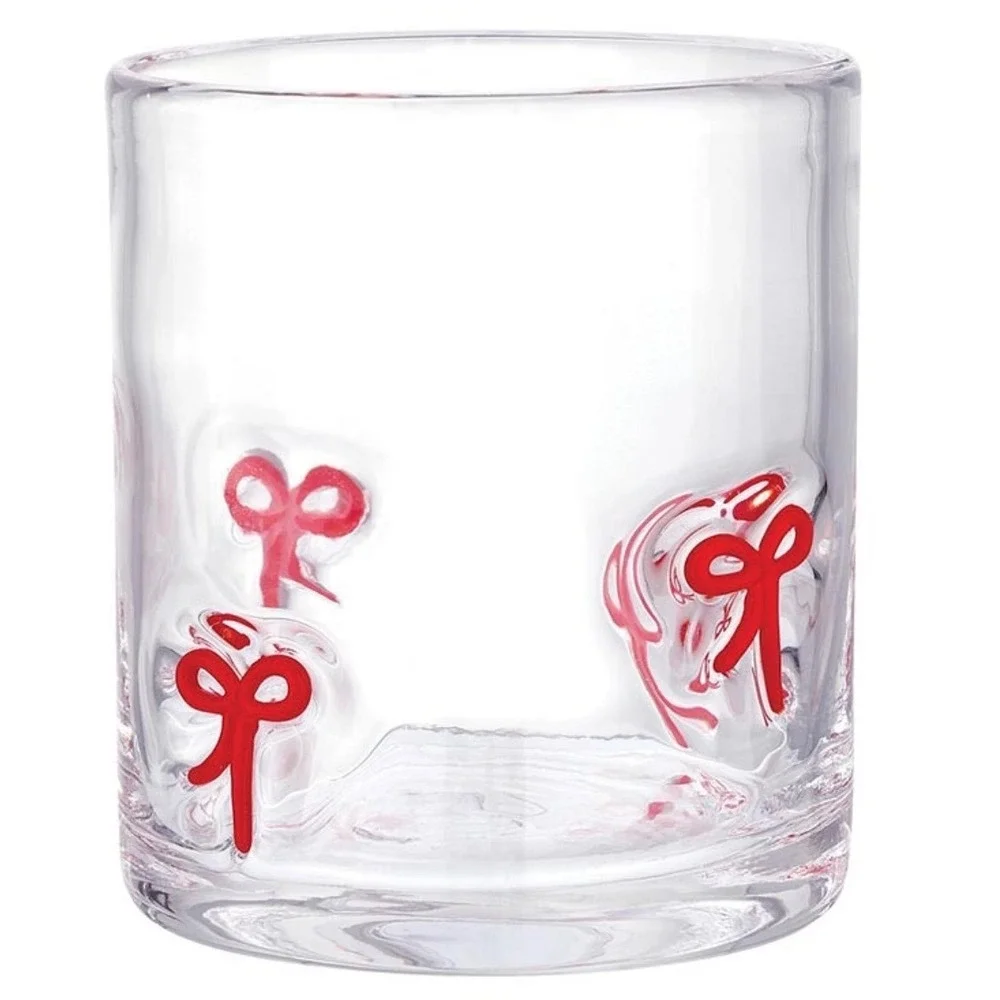 Target Madison Home 16 FI Oz Icon Glass With Red Bows Set Of 6 - Picture 2 of 3